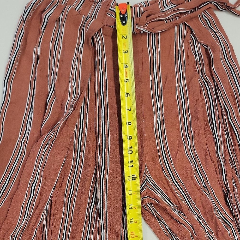 Boho Flowy Striped Wide Leg High Split Faux Wrap Pants Y2K Beach Vacay Trousers - Picture 10 of 14